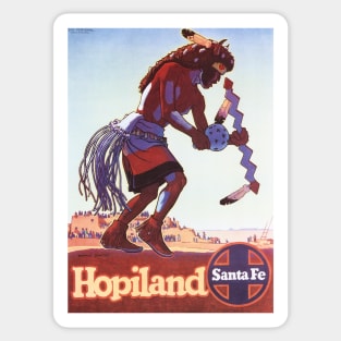 HOPILAND Native Buffalo Dancer Santa Fe Railway Vintage Travel Sticker